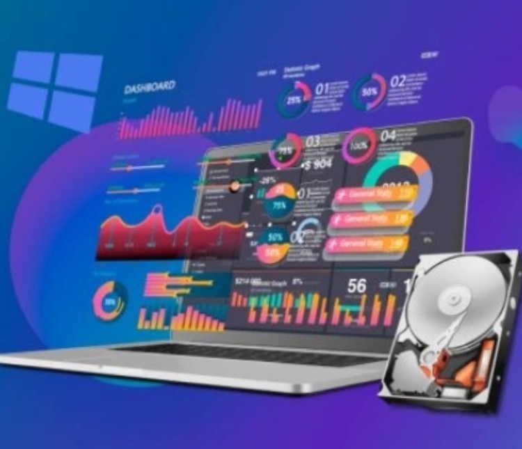 Image of a laptop with both traditional IT hardware and automated IT infrastructure displayed side by side. 